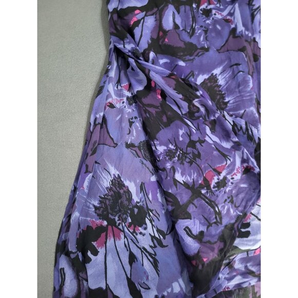 Chico's Design VTG SZ 0 Silk Floral Split Hem Pull On Skirt Whimsy Fairy Purple - Picture 8 of 8